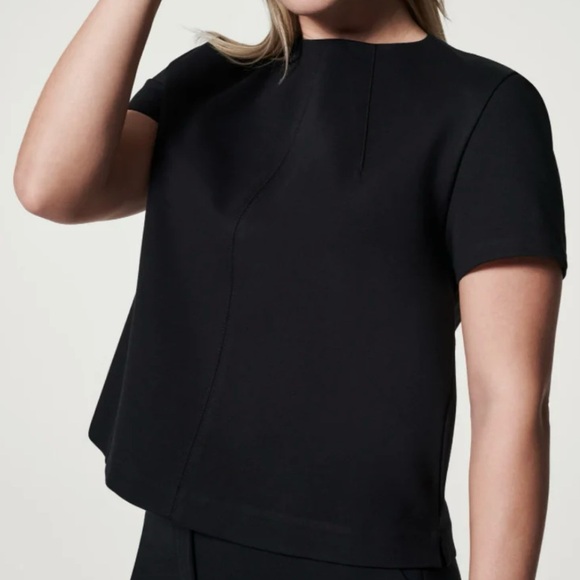 Spanx The Perfect Funnel Top Size 2X Short Sleeve Shirt Black Women’s New NWT - Picture 3 of 10